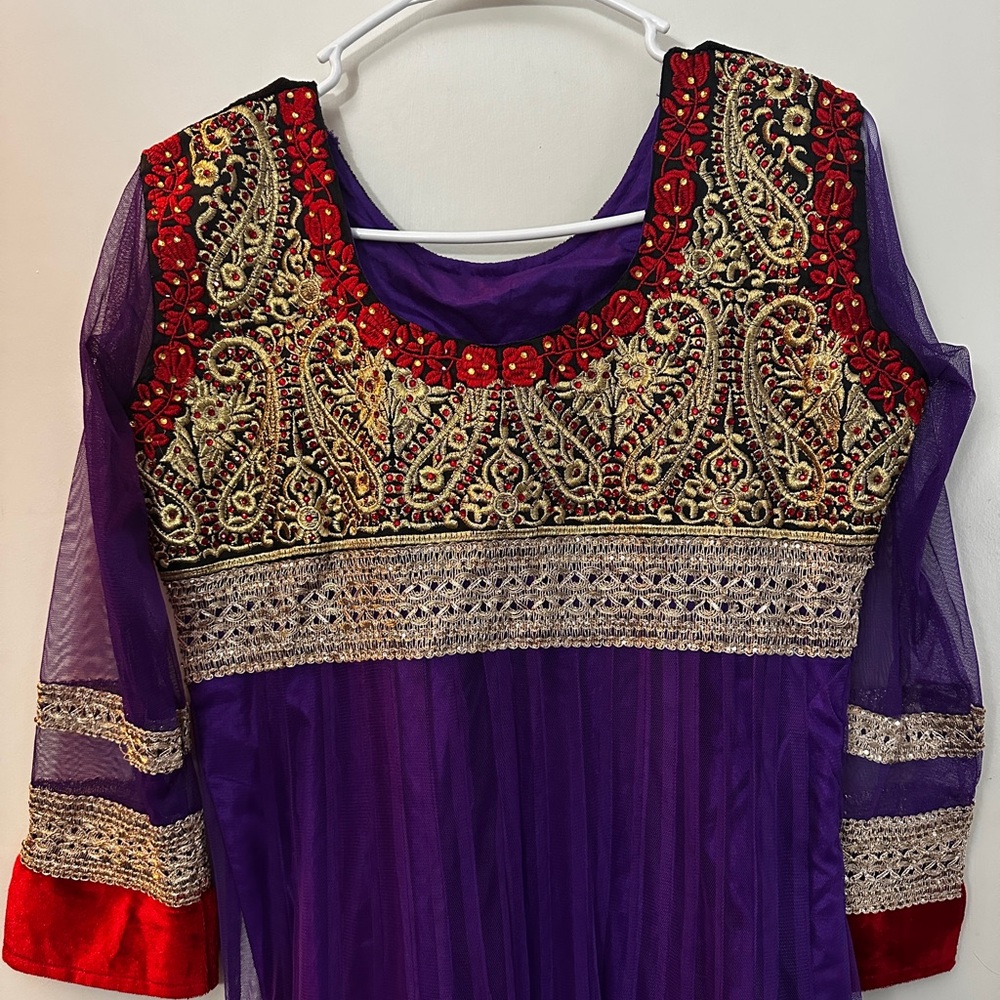 Ethnic Indian Wear Purple and Red Maxi Dress - Picture 5 of 15